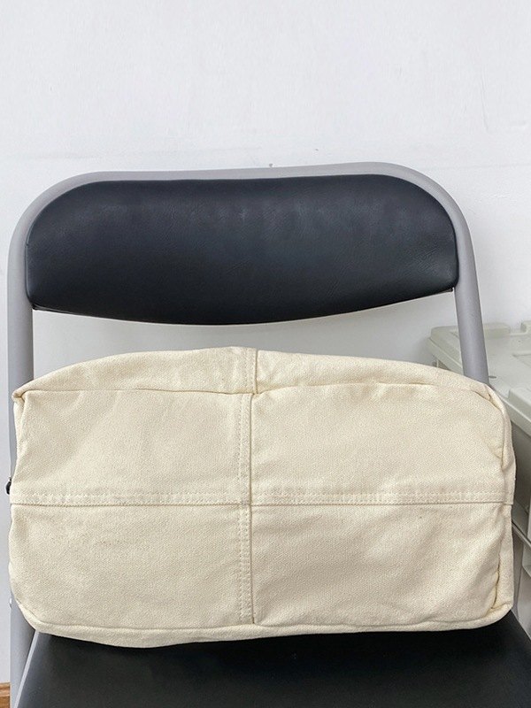 Bolso de hombro grande de lona lavada-5